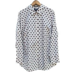 Land’s End 18W No Iron 100% Supima Cotton Allover Tile Long Slv Button Down Top